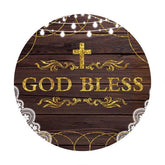 Lofaris God Bless With Wooden Round Backdrop For Decoration